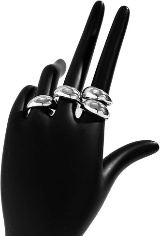 Chunky Gold Rings for Women Non Tarnish Gold Silver Stackable Ring Set Adjustable Open Dome Statement Ring Minimalist Thick Solid Ring Geometric Band Simple Rings Jewelry in Kuwait