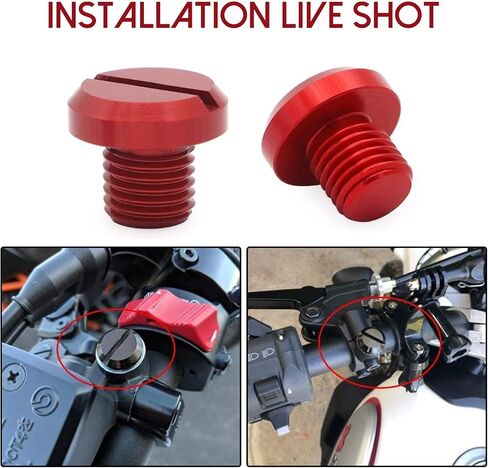 2 PCS Motorcycle Rearview Mirror Anti-rust Plug, 10mm 1 Regular + 1 Reverse Hole Metal Screw Cap, Rearview Mirror Hole Plug Screw, Compatible with Suzuki Honda Yamaha Kawasaki Motorcycle (Red) in Saudi Arabia