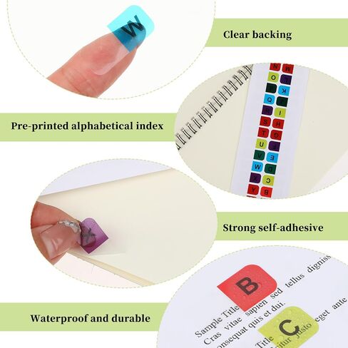 Giantree A-Z Sticky Tabs, Colored Alphabetical Tabs Sticky Index Tabs Waterproof Self-Adhesive Letter Tabs 8 Sheets Alphabetical Index Tab Small Book Tabs for Textbook Notebooks Dictionary Files(208) in Saudi Arabia