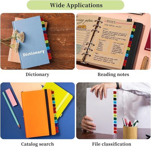 Giantree A-Z Sticky Tabs, Colored Alphabetical Tabs Sticky Index Tabs Waterproof Self-Adhesive Letter Tabs 8 Sheets Alphabetical Index Tab Small Book Tabs for Textbook Notebooks Dictionary Files(208) in Saudi Arabia