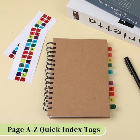 Giantree A-Z Sticky Tabs, Colored Alphabetical Tabs Sticky Index Tabs Waterproof Self-Adhesive Letter Tabs 8 Sheets Alphabetical Index Tab Small Book Tabs for Textbook Notebooks Dictionary Files(208) in Saudi Arabia