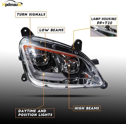 Fit for 2011-2023 Peterbilt 579 587 Class 8 Truck Projector Headlight Headlamp Chrome Housing Assembly Replacement Left in Saudi Arabia
