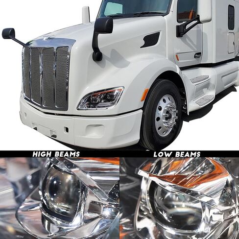 Fit for 2011-2023 Peterbilt 579 587 Class 8 Truck Projector Headlight Headlamp Chrome Housing Assembly Replacement Left in Saudi Arabia