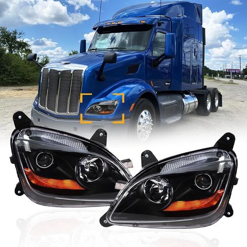 Fit for 2011-2023 Peterbilt 579 587 Class 8 Truck Projector Headlight Headlamp Chrome Housing Assembly Replacement Left in Saudi Arabia