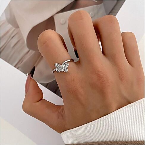 Crystal Butterfly Finger Ring for women Butterfly Knuckle Ring Gold Knuckle Stacking Ring Personalized Finger Ring Adjustable Ring Jewelry for Girls Gift in Saudi Arabia