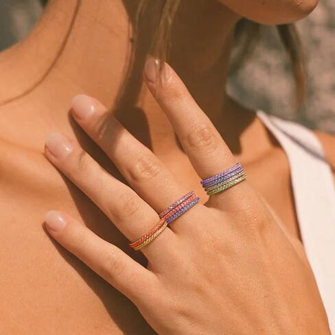 Birthstone Rings For Women, Silver Stackable Cubic Zirconia Stainless Steel Birth Stone Ring To My Daughter/Mom Birthday Unique Gifts Jewelry in Saudi Arabia