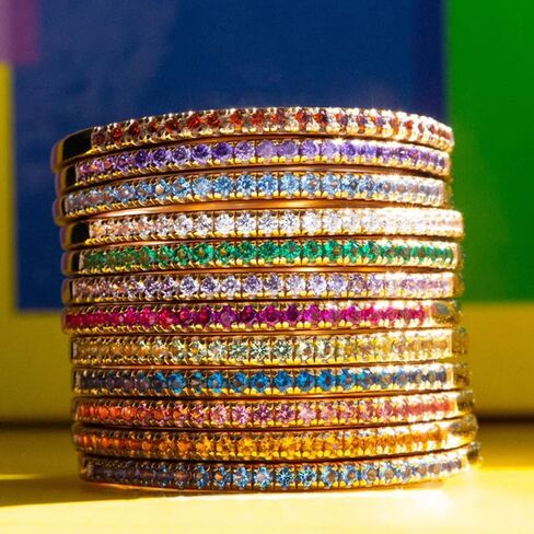 Birthstone Rings For Women, Silver Stackable Cubic Zirconia Stainless Steel Birth Stone Ring To My Daughter/Mom Birthday Unique Gifts Jewelry in Saudi Arabia