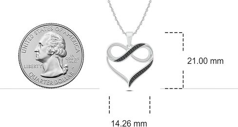1/20cttw Black or Champagne Diamond Infinity Heart Necklace for Women in 10k Rose or White Gold, Women's Infinity Heart Pendant with Diamond Accent, 18" Chain in Rose Gold or White Gold in Kuwait