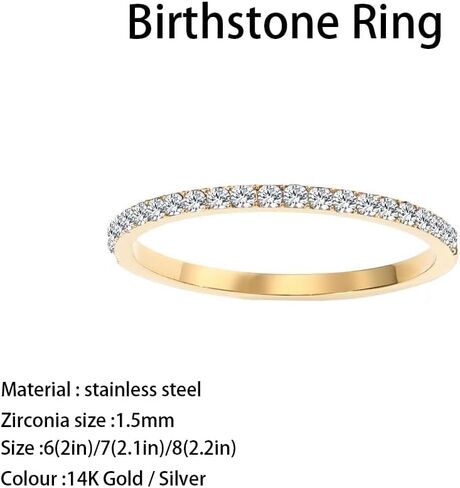 Birthstone Rings For Women, Silver Stackable Cubic Zirconia Stainless Steel Birth Stone Ring To My Daughter/Mom Birthday Unique Gifts Jewelry in Saudi Arabia
