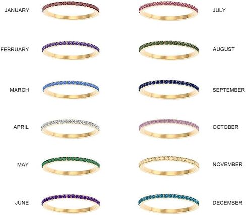 Birthstone Rings For Women, Silver Stackable Cubic Zirconia Stainless Steel Birth Stone Ring To My Daughter/Mom Birthday Unique Gifts Jewelry in Saudi Arabia