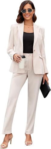 Women 2 Piece Suit Set Formal Casual Business Work Daily Blazer and Pants Office Work Suit Set in Kuwait