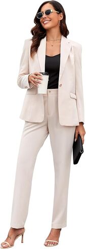 Women 2 Piece Suit Set Formal Casual Business Work Daily Blazer and Pants Office Work Suit Set in Kuwait