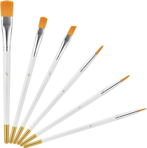 6 Pcs Paint Brush Set, Small Acrylic Paint Brushes Nylon Fine Paint Brush with White Wooden Handle, Artists Paint Brushes Thin Paint Brushes for Acrylic, Watercolour, Oil, Gouache in Saudi Arabia