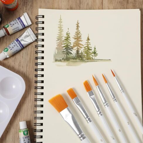 6 Pcs Paint Brush Set, Small Acrylic Paint Brushes Nylon Fine Paint Brush with White Wooden Handle, Artists Paint Brushes Thin Paint Brushes for Acrylic, Watercolour, Oil, Gouache in Saudi Arabia