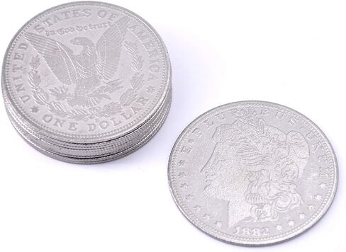 SUMAG 10 Pcs Super Thin Palming Coins Magic Tricks Appearing/Vanishing Coins Magic Close up Street Illusion Accessories Gimmick Prop Comedy (Morgan Dollar Version) in Kuwait