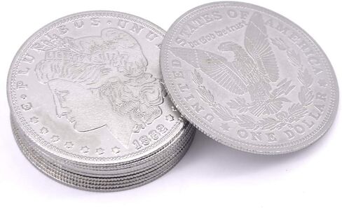 SUMAG 10 Pcs Super Thin Palming Coins Magic Tricks Appearing/Vanishing Coins Magic Close up Street Illusion Accessories Gimmick Prop Comedy (Morgan Dollar Version) in Kuwait