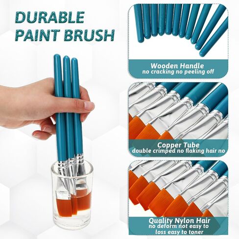 50Pcs Flat Acrylic Paint Brushes, Watercolor Paint Brushes 1 Inch Paint Brush with Wooden Handle Bulk Paint Brushes for Acrylic Watercolor Oil Crafts Face Body Art in Saudi Arabia