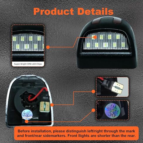 أضواء لوحة ترخيص LED متوافقة مع Silverado & Sierra 1500 2500 3500 HD/Avalanche/Tahoe/Suburban/Traverse/Yukon/Yukon XL/Escalade & ESV/EXT مصابيح علامة الالتقاط، مصابيح علامة عدسة شفافة 6000K، قطعتان in Kuwait