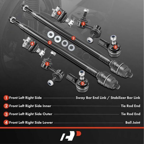 A-Premium 8Pcs Front Suspension Kit, Lower Ball Joint, Inner Outer Tie Rod End, Sway Bar Link, Compatible with Honda Civic 2001-2005, Acura EL 2001-2005 in Saudi Arabia