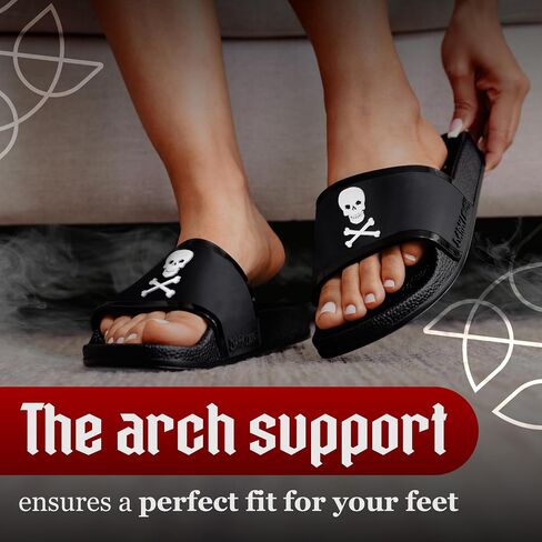 Black Slides - Footwear for Men & Women, Mens Comfortable Cloud Slippers, Womens Fashion Flip Flops Grunge Sandals, Indoor Outdoor Graphic Athletic Waterproof Gothic 3D Design Slide in Saudi Arabia