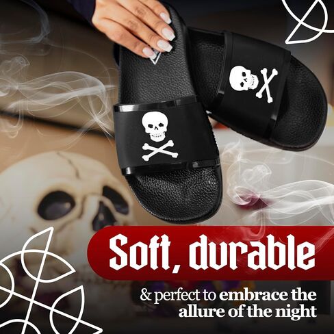 Black Slides - Footwear for Men & Women, Mens Comfortable Cloud Slippers, Womens Fashion Flip Flops Grunge Sandals, Indoor Outdoor Graphic Athletic Waterproof Gothic 3D Design Slide in Saudi Arabia