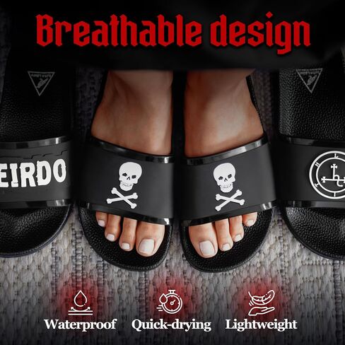 Black Slides - Footwear for Men & Women, Mens Comfortable Cloud Slippers, Womens Fashion Flip Flops Grunge Sandals, Indoor Outdoor Graphic Athletic Waterproof Gothic 3D Design Slide in Saudi Arabia