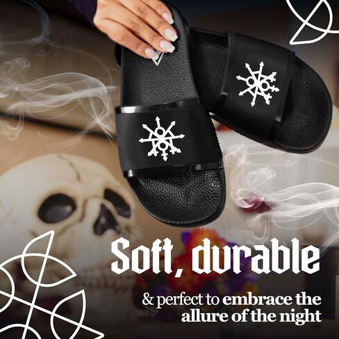 Black Slides - Footwear for Men & Women, Mens Comfortable Cloud Slippers, Womens Fashion Flip Flops Grunge Sandals, Indoor Outdoor Graphic Athletic Waterproof Gothic 3D Design Slide in Saudi Arabia