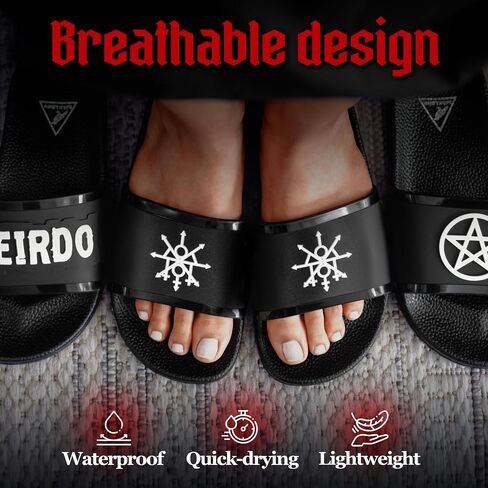 Black Slides - Footwear for Men & Women, Mens Comfortable Cloud Slippers, Womens Fashion Flip Flops Grunge Sandals, Indoor Outdoor Graphic Athletic Waterproof Gothic 3D Design Slide in Saudi Arabia