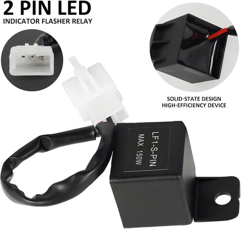 LED Flasher Relay 2-Pin, 12V Relay for car LED Flash Turn Signal Relays, Adjustable Flash Rate Flasher Relay Wiring Connectors Kit for Fix Motorcycle Turn Signal Bulbs Hyper Flash Lighting Assemblies in Saudi Arabia