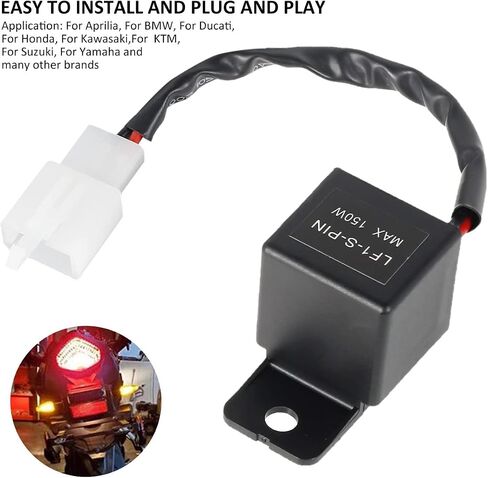 LED Flasher Relay 2-Pin, 12V Relay for car LED Flash Turn Signal Relays, Adjustable Flash Rate Flasher Relay Wiring Connectors Kit for Fix Motorcycle Turn Signal Bulbs Hyper Flash Lighting Assemblies in Saudi Arabia