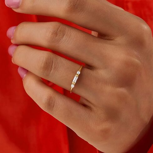 Birthstone Rings for Women Non Tarnish 14K Gold Plated Stackable Birthday Gifts for Mom Dainty Emerald Green Blue CZ Gemstone Ring for Mothers Daughter Bridesmaid Gifts Jewelry in Kuwait