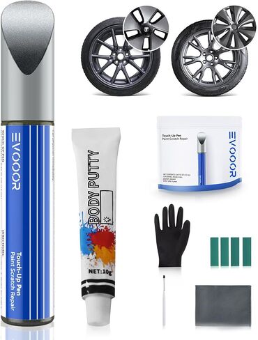 for Tesla Wheel Touch Up Paint with Curb Rash Repair Kit - DIY Kit with Color-matched Touch Up Paint (Matte Black(fits Model Y 20'') in Kuwait