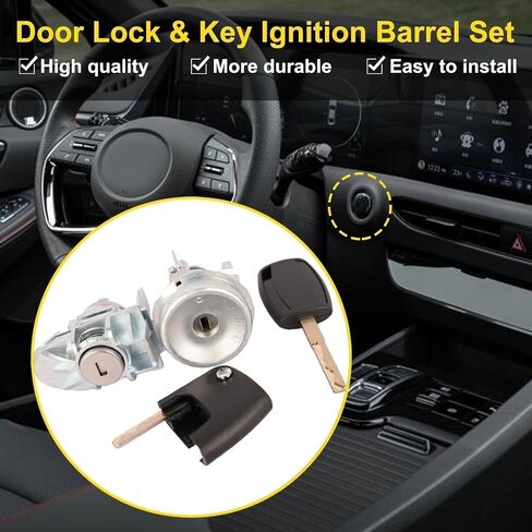 SecosAutoparts Ignition Switch Lock Cylinder & Door Lock Cylinder with Keys Compatible with Ford Fiesta 2011-2019# BE8Z-542199 BE8Z11582B in Saudi Arabia