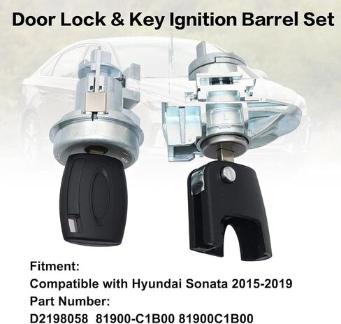 SecosAutoparts Ignition Switch Lock Cylinder & Door Lock Cylinder with Keys Compatible with Ford Fiesta 2011-2019# BE8Z-542199 BE8Z11582B in Saudi Arabia