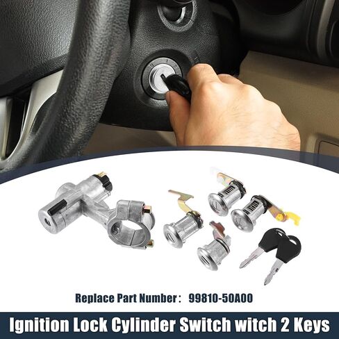 X AUTOHAUX 1 مجموعة مفتاح إشعال قفل اسطوانة مع مفاتيح 99810-50A00 لنيسان باترول GQ Y60 1988-1998 لنيسان سنترا B12 1986-up in Saudi Arabia