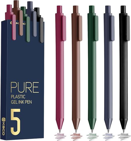 Colored Pens, 5Pcs Gel Pens 0.5mm Colored Ink Retractable Pens Fine Point Smooth Writing Quick-Dry Pens for Journaling and Note Taking, Ideal Gift for Kids (5 Pcs Morandi) in Saudi Arabia