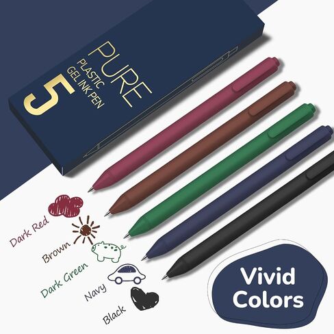 Colored Pens, 5Pcs Gel Pens 0.5mm Colored Ink Retractable Pens Fine Point Smooth Writing Quick-Dry Pens for Journaling and Note Taking, Ideal Gift for Kids (5 Pcs Morandi) in Saudi Arabia