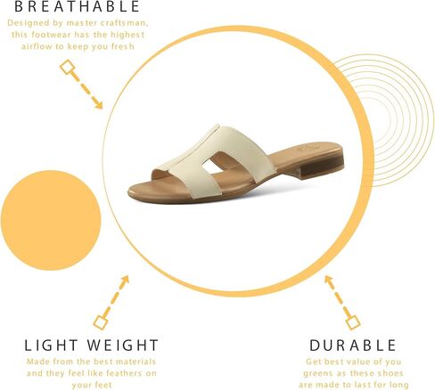 JATAREA Women Slip-On Flat Sandals | Softy Leather, Open-Toe Summer Outdoor Sandals - Chonchola in Saudi Arabia