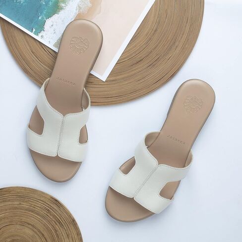 JATAREA Women Slip-On Flat Sandals | Softy Leather, Open-Toe Summer Outdoor Sandals - Chonchola in Saudi Arabia