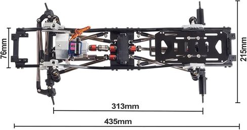RC Chassis Frame 313mm Wheelbase Chassis Frame Set with 2 Speed Transmission Reversed Front Axles for 1/10 RC Crawler Axial SCX10 II 90046 EX86100 RC Crawler 1/10 Upgrades Accessories in Saudi Arabia