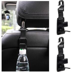 Kewucn 2 Pack Car Seat Headrest Hook, Strong & Durable Auto Backseat Hanger, Car Storage Headrest Hanger Holder Organizer, Universal Vehicle Interior Accessories for Handbag Purse Coat