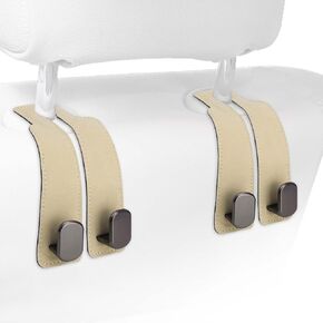 2pcs Car Headrest Hook, Purse Hook for Car Headrest Car Seat Organizer Hooks Auto Seat Hook Hangers Car Inside Accessories for Purse Umbrellas Bags (Apricot Color)