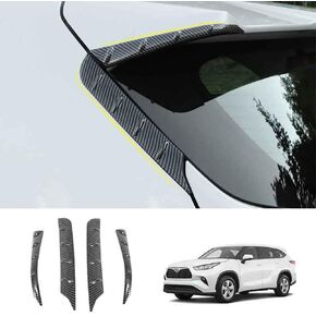 NUFAR Car Accessories Fit for Toyota Highlander ABS （Carbon Fiber） 2020 2021 2022 2023 Rear Window Spoiler Side Wing Trim 4PCS
