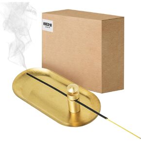 Copper Incense Holder with Tray Set – Zen Meditation Incense Stick Holder, Decorative Copper Incense Burner for Sticks, Elegant Spiritual and Aesthetic Home Decor for Gift Woman