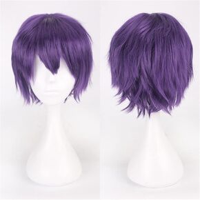 Unisex Black Short Hair Wig Cosplay Anime Wig Fluffy Layered Halloween Costume Cosplay Wig Heat Resistant Synthetic Theme Party Prom Black Hair Wigs with Bangs