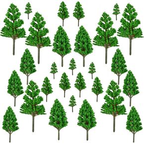 Mini Model Miniature Trees Mixed Train Scenery Architecture Trees Fake Trees for DIY Crafts Building Model Scenery Landscape Green 1.2-3.9 inch 30 PCS