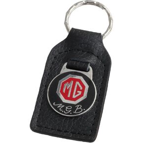 MG MGB Leather and Enamel Key Ring Key Fob