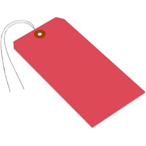 SmartSign Red Blank Tags with Pre-Attached Wires - Pack of 100, Size-10, 13pt Thick Cardstock Tag, 3.625" x 7.25" Paper Hang Tags with Reinforced Fiber Patch, Made in USA