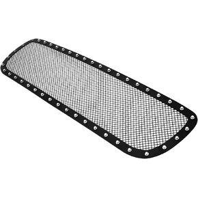 APS Compatible with GMC Sierra 1500 2500 1999-2000 & 01-02 3500 & 01-06 Yukon Main Upper Stainless Steel Black Mesh Rivet Studs Grille Insert S18-H4075LG