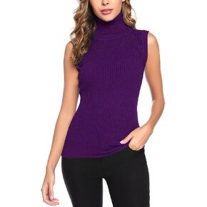 Totatuit Women's Spring Sleeveless Turtlenecks Tops Mock Neck Ribbed Solid Pullover Tank